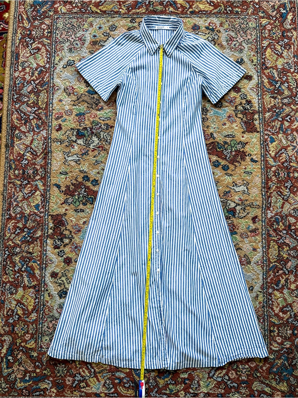 Stateside Blue & White Stripe Maxi Shirt Dress | Nantucket Style | Size Small - Picture 6 of 8